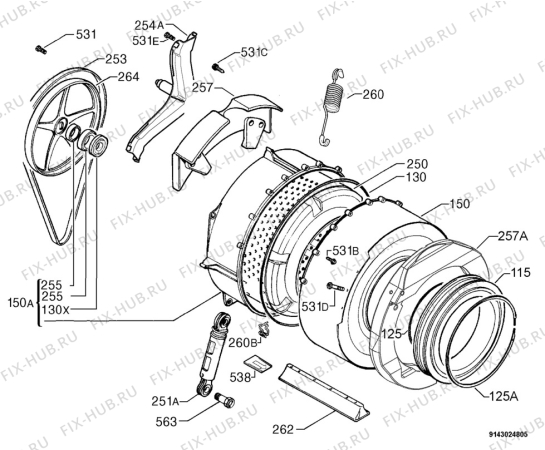 Взрыв-схема стиральной машины Zoppas PL84E - Схема узла Functional parts 267